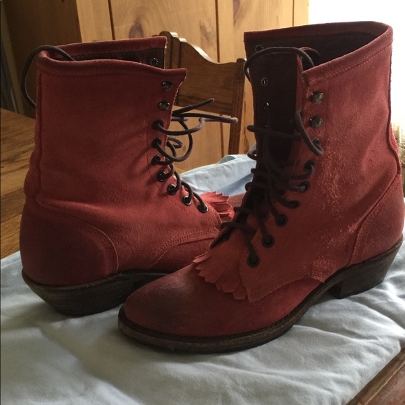 Brand “Vintage” red lace up boots - Picture 2 of 5